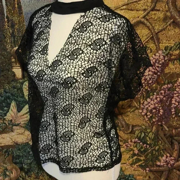 Cleo Womens Coverlet Black Polyester Mesh Top Size Small - Picture 3 of 4